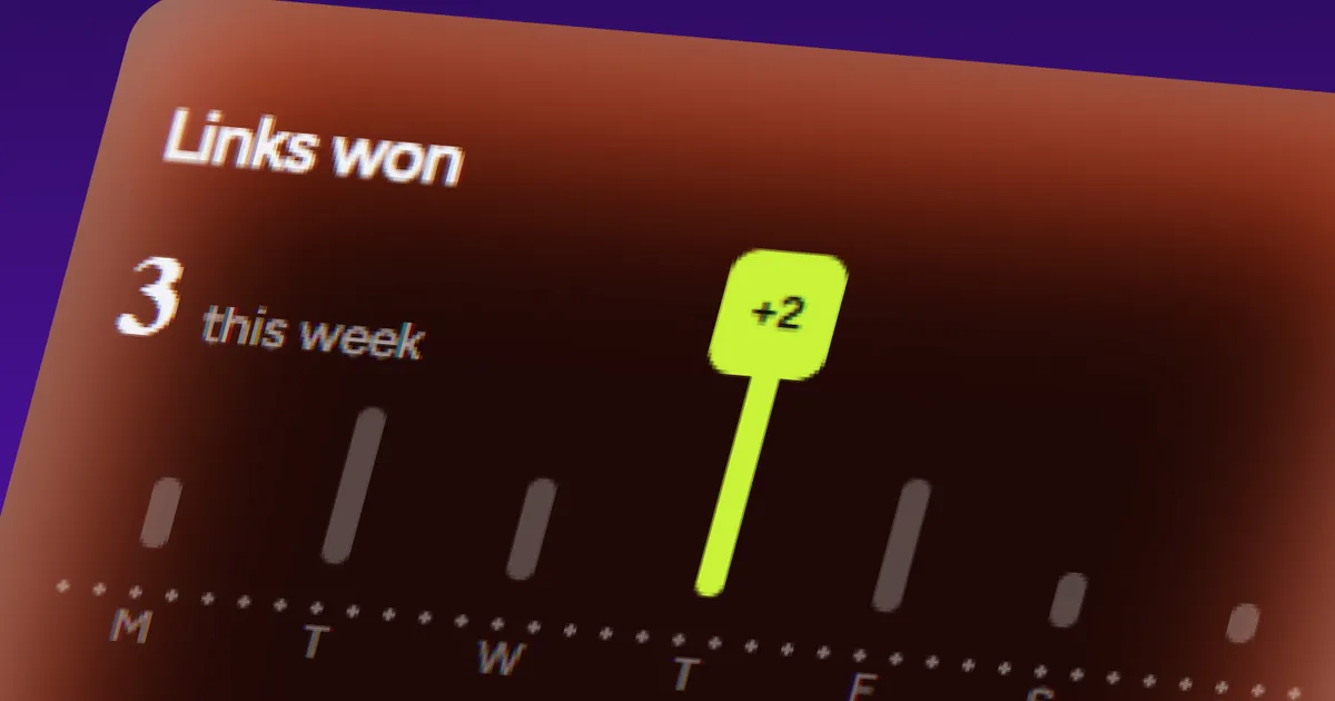 Meeeters dashboard card showing backlinks won this week