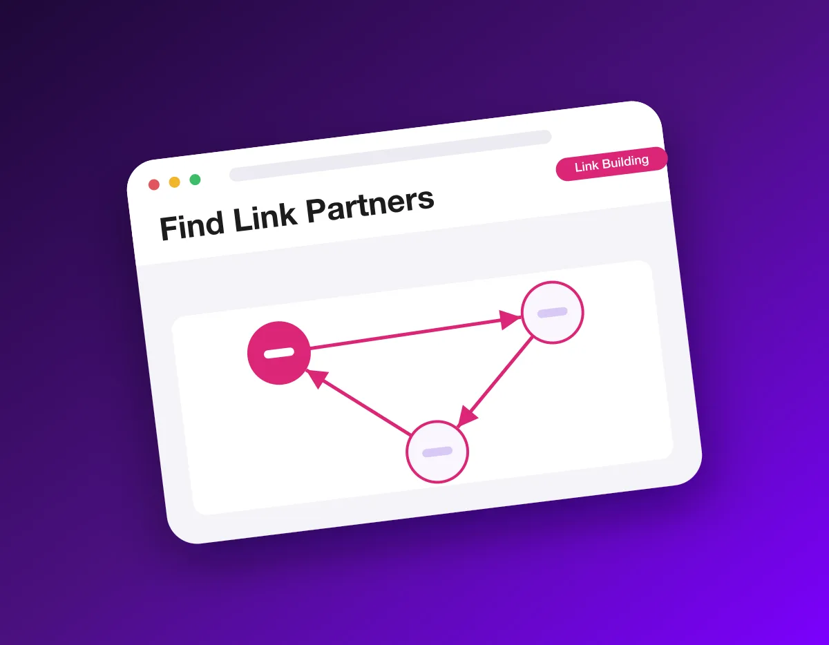 A deck of potential link partners scored on site strength and audience match, connected in a relevance network.
