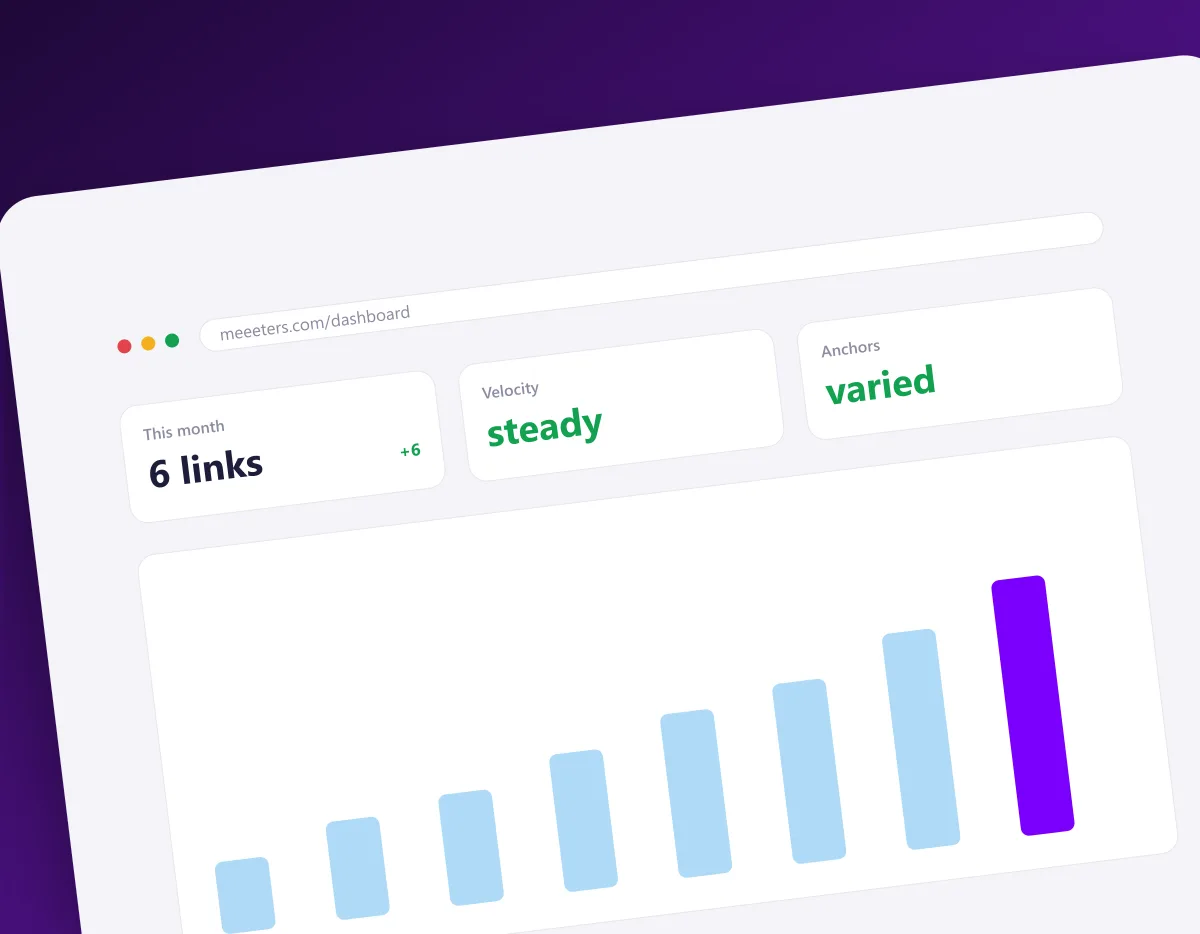 Steady monthly backlink growth chart