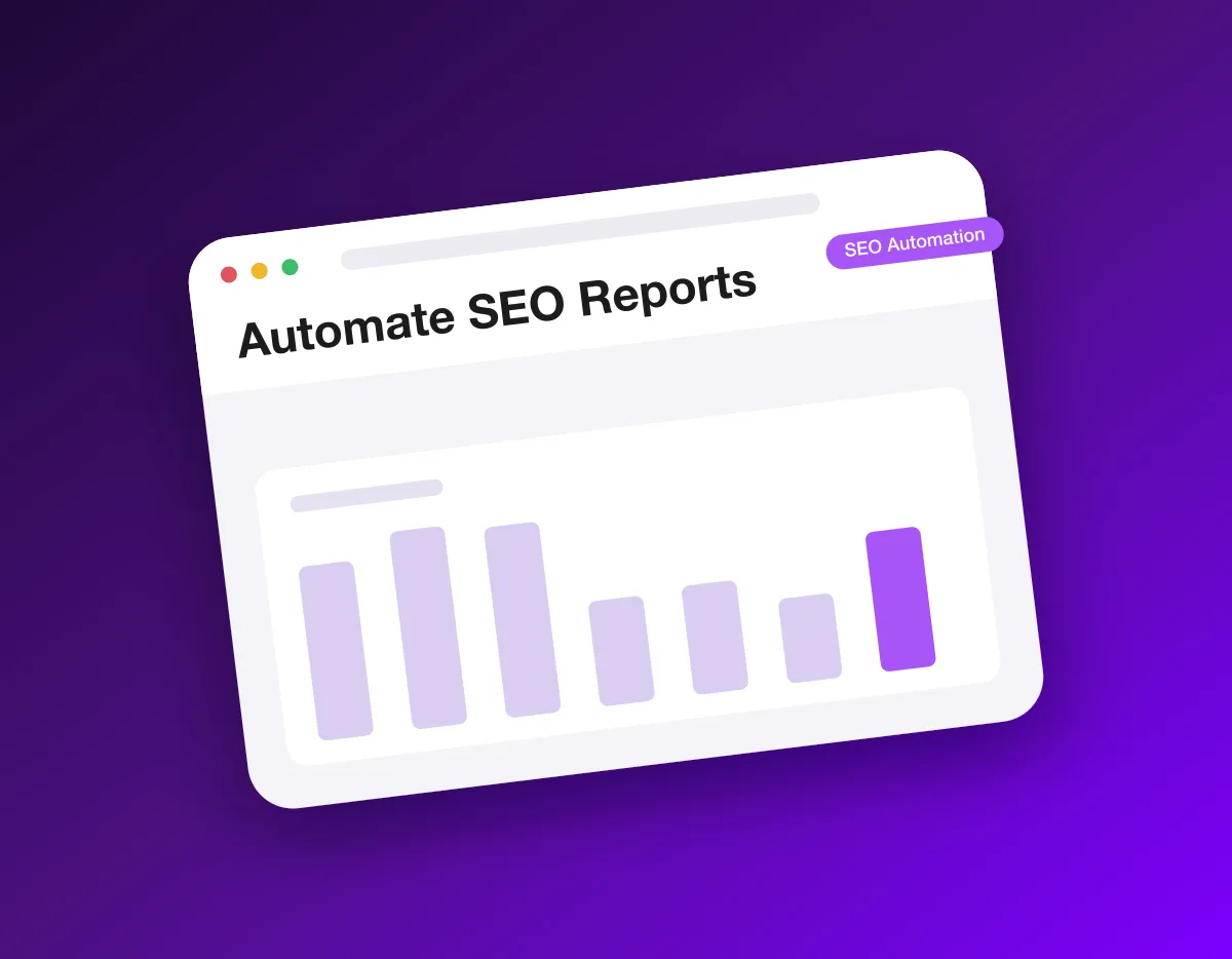 An automated SEO report pulling rankings, traffic and links on a schedule, then feeding the findings straight into next month's page plan.