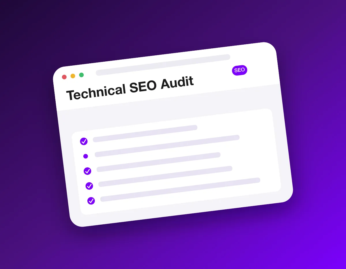 The technical SEO audit sequence: crawl and indexing first, then speed, mobile, structured data and internal links, each check feeding a prioritized fix list.
