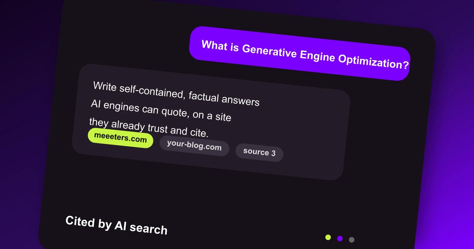 A blog post being scored for AI citation readiness in the Meeeters dashboard