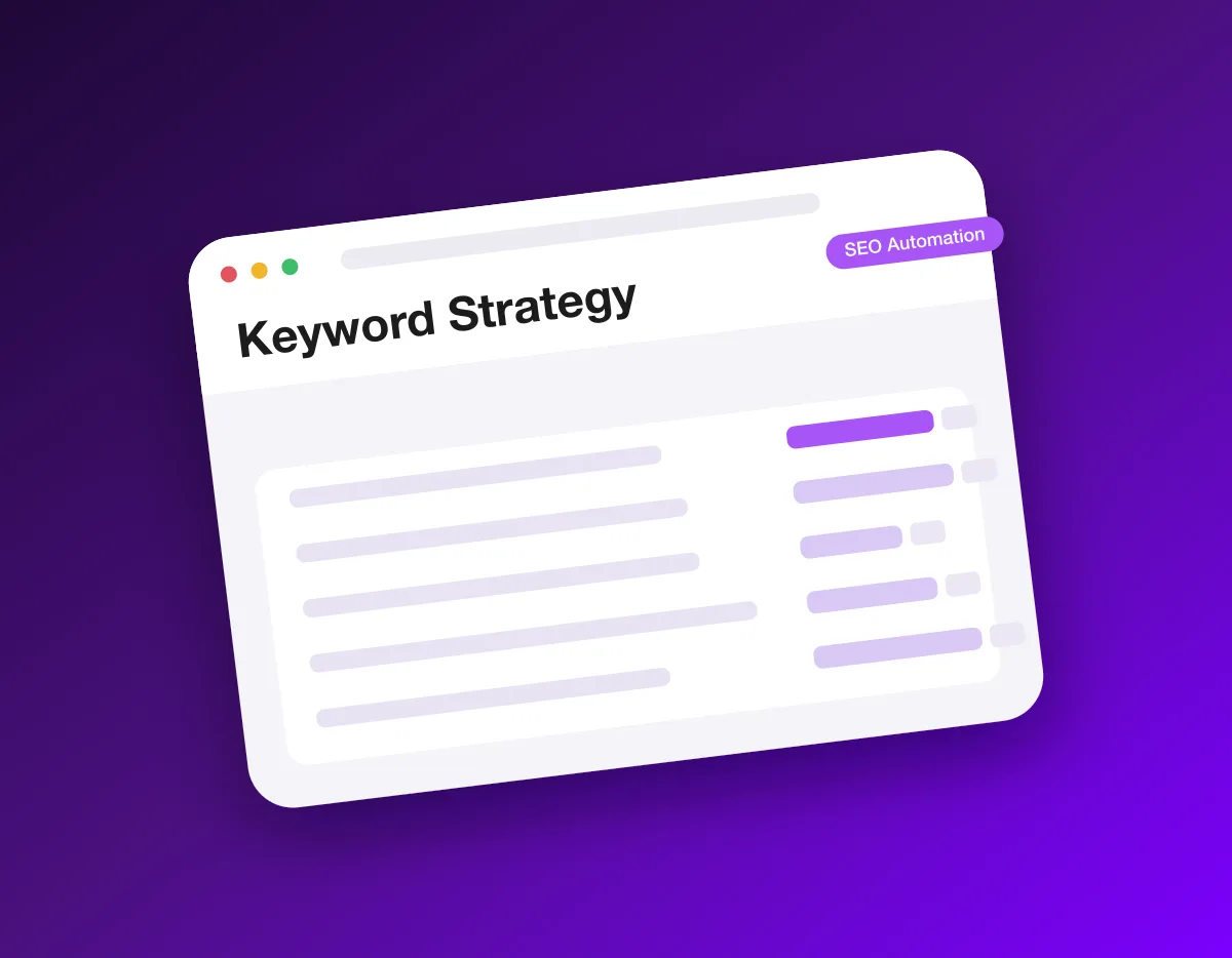 A keyword strategy scan turning a site's silos into a ranked shortlist of winnable keywords with volume, difficulty and intent.