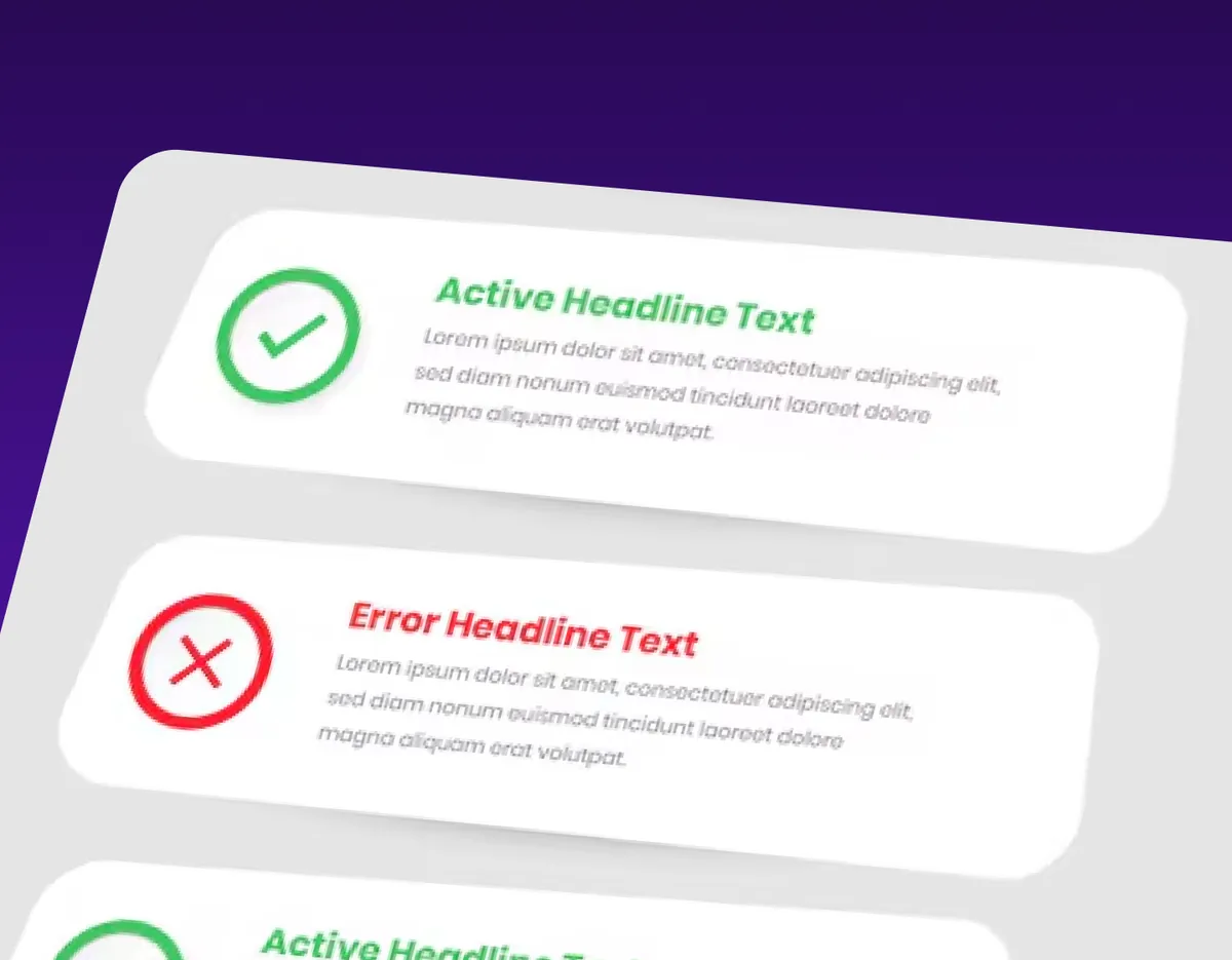 Link building checklist with active and error headline items