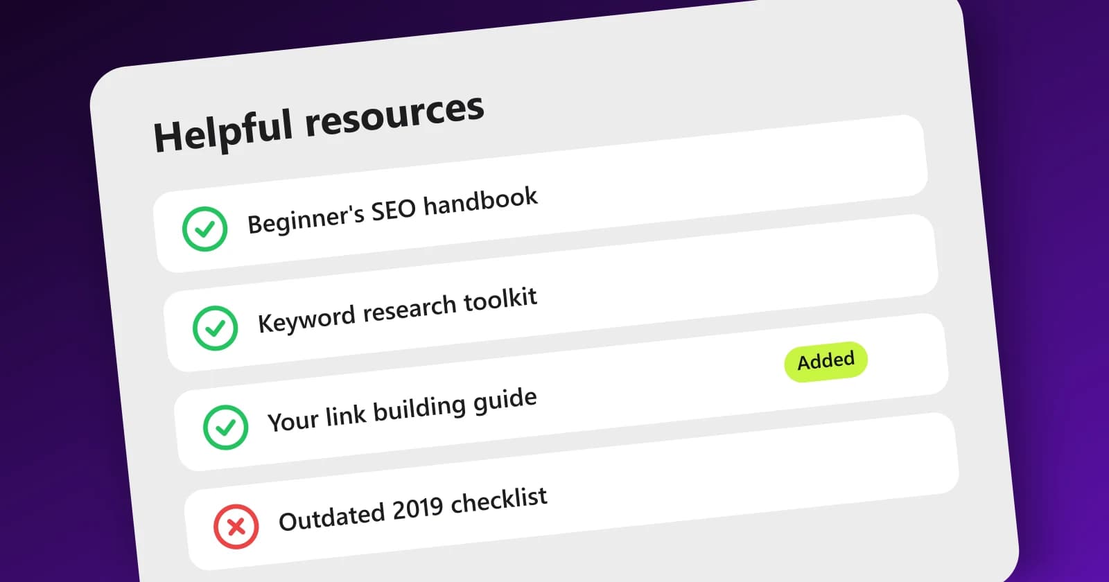 Resource page listing with your guide added among helpful links