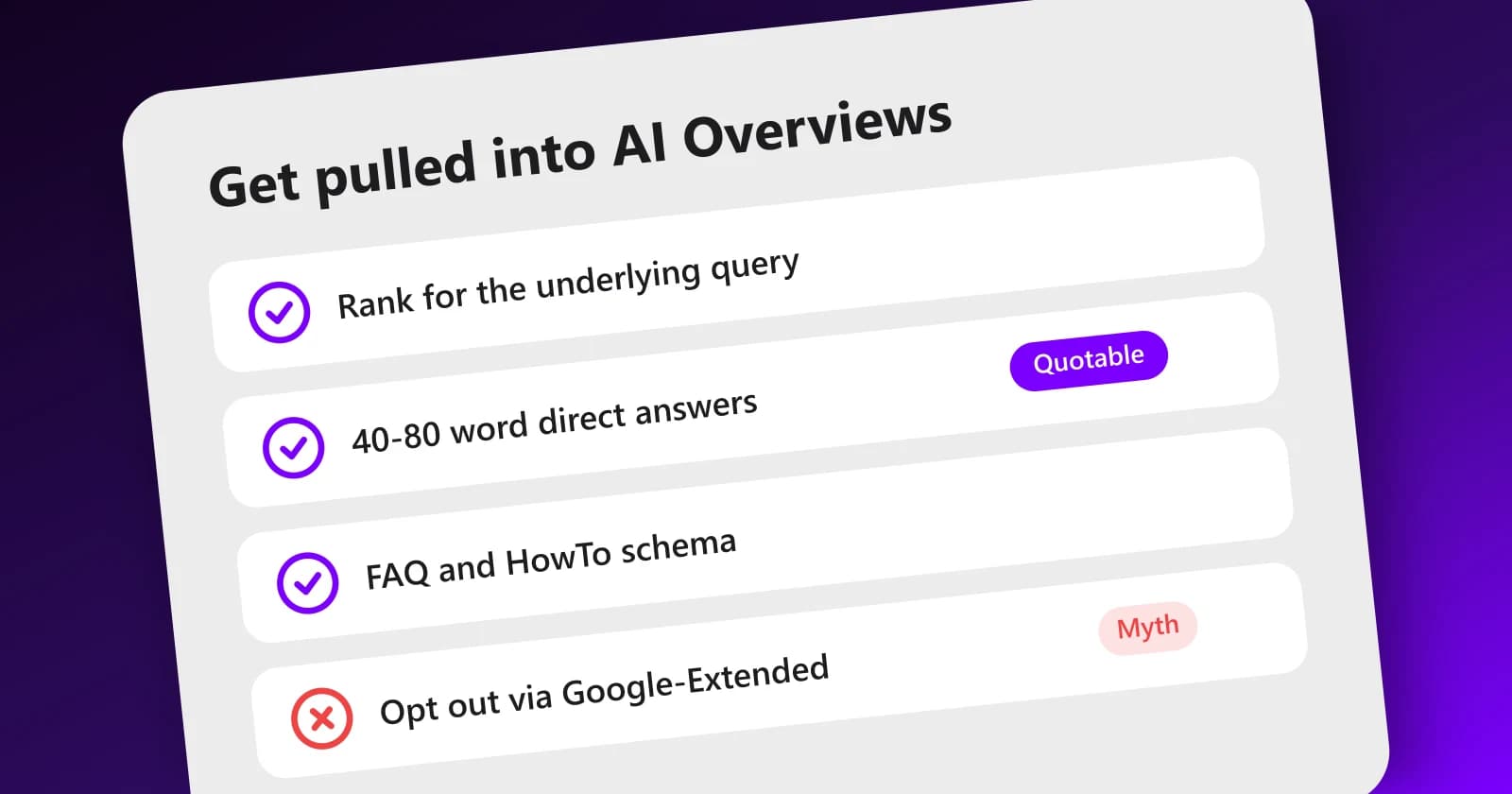 Google AI Overview box citing three source websites above the organic results