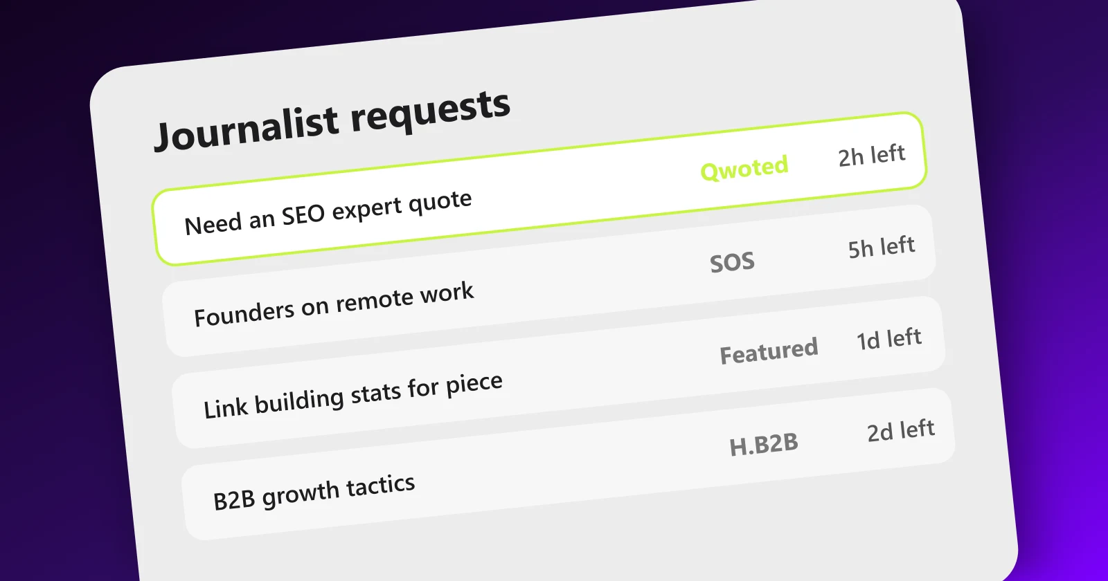 Feed of journalist requests from HARO alternative platforms
