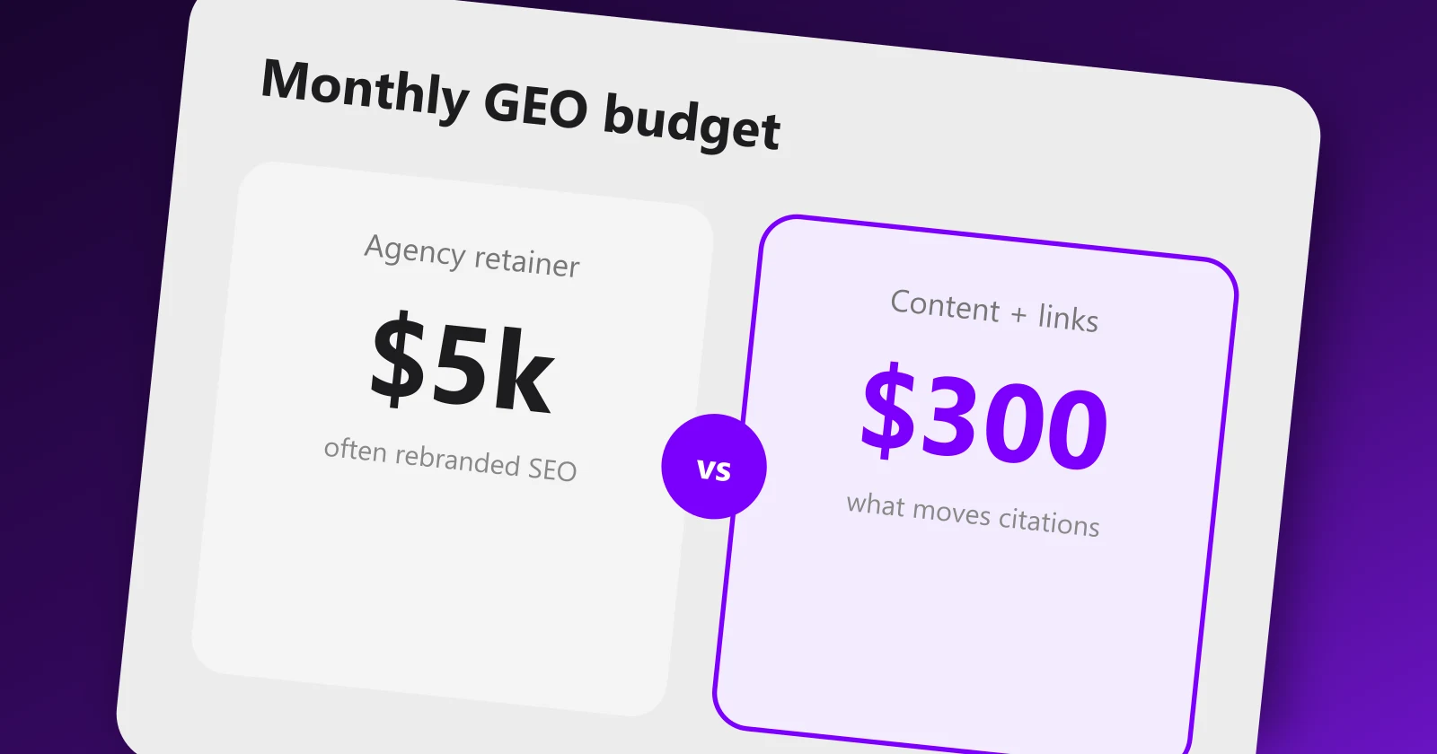 Cost breakdown of GEO approaches from DIY to agency retainers